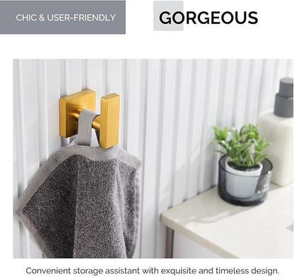 Angle Simple Towel Hook for Bathroom, SUS 304 Stainless Steel Robe Coat Hook for Wall, Hand Towel Holder, Brassy Gold