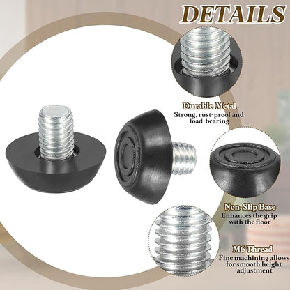 PATIKIL 10 Pcs M8 x 10mm Thread Adjustable Furniture Levelers, Furniture Feet Levelers Screw on Steel Screw in Threaded Leveling Feet Glides for Table Chair Cabinet Patio Legs