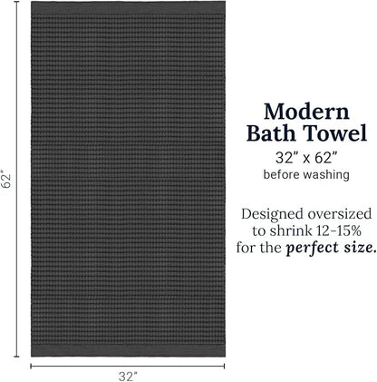 GILDEN TREE Waffle Towels for Bathroom Luxury 100% Cotton Bath Towels, Quick Dry Towel, Thin Super Absorbent Lint Free Shower Towels, Bath Towels Set of 2, Modern Style (Faded Black)