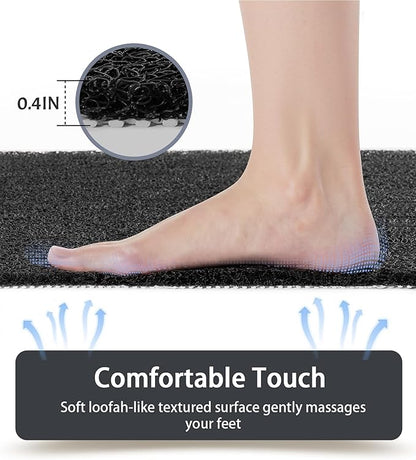 Mecko Non Slip Shower Mats,17x30 Inch,Anti-Slip Bathtub Mats with Suction Cups for Bathroom, Foot Scrubber Loofah Bath Mats for Shower, Quick Drying Shower Stall Mats for Wet Areas (Black)