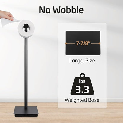 KES Black Toilet Paper Holder Stand Bathroom Freestanding Toilet Tissue Paper Roll Holder, 20" H SUS304 Stainless Steel Rustproof Weighted Base Matte Black, BPH286S1A-BK