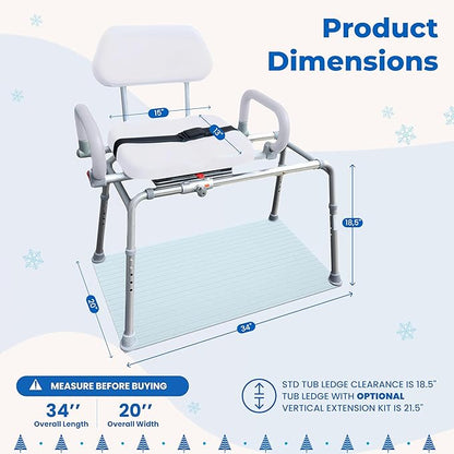Platinum Health Carousel Sliding Shower Chair Transfer Bench with Swivel Seat (White)