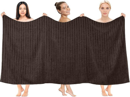 DAN RIVER Pack of 2 Bath Sheet 35x70 Inches, Ribbed Oversized Bath Sheets Towels for Adults, Fluffy and Soft Plush Towels - Brown