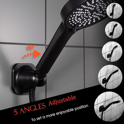 Handheld Shower Head Holder - 5 Positions Adjustable - Clip in - Screw or Adhesive Mount - Bathroom Wall Mounted Shower Wand Holder (Oil Rubbed)