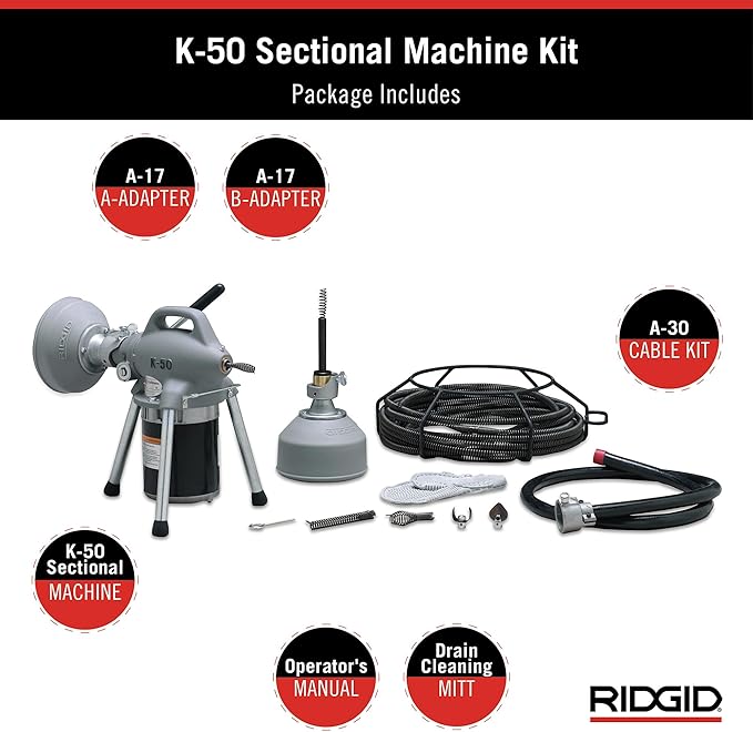 RIDGID 58920 Model K-50 Sectional Drain Cleaning Machine with 1/6 Horsepower Motor