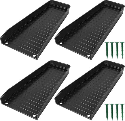 Gutter Downspout Splash Block,16.3"Drain Gutter Guard Diverter,Gutter Downspout Extensions for Water Drainage, Fixable Down Spout Drain Trays,Drainage to Protect House Foundations (4PC Black)