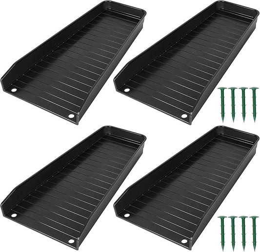 Gutter Downspout Splash Block,16.3"Drain Gutter Guard Diverter,Gutter Downspout Extensions for Water Drainage, Fixable Down Spout Drain Trays,Drainage to Protect House Foundations (4PC Black)