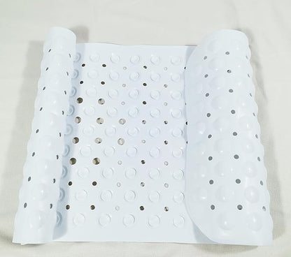 Anti-Slip Bathtub Shower mat, 39.3×15.7 inch（Approximately 100 × 40cm） Soft Oversized Machine Washable Non-Slip Bathtub mat with Drainage Holes, Bathroom Floor Suction Cup.（1-Opaque White）