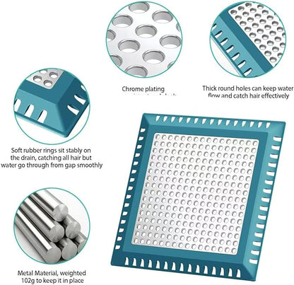 Hair Catcher/Drain Strainer/Shower Drain Cover for Bathroom Floor Drain, Stainless Steel and Silicone (Patented Product)