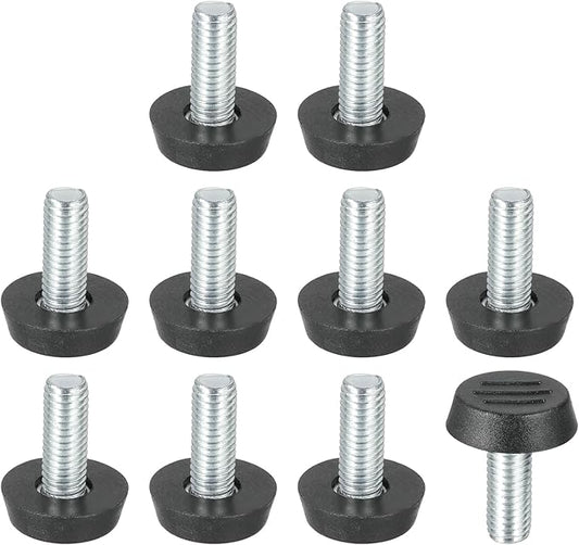 PATIKIL 10 Pcs M8 x 20mm Thread Adjustable Furniture Levelers, Furniture Feet Levelers Screw on Steel Screw in Threaded Leveling Feet Glides for Table Chair Cabinet Patio Legs
