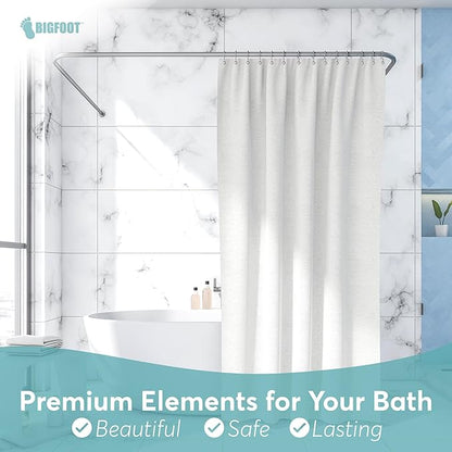 BigFoot Shower Curtain Hooks, Durable Stainless Steel, Rust Resistant, Easy Installation & Smooth Glide, Fits Standard Shower Rods, Metal Curtain Rings, 12 Pieces, Nickel Color