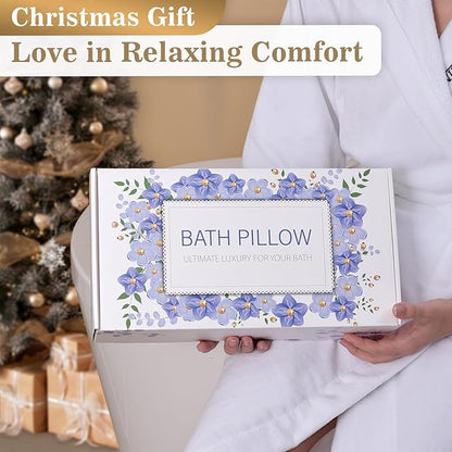 Bath Pillow Luxury Bathtub Pillow, Extra Soft & Comfortable Bath Pillows for Tub Head Neck and Back Support, with 4D Air Mesh Cushions & Non-Slip Suction Cups - Bath Accessories Spa Gifts for Women