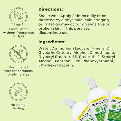 AmLactin Daily Nourish 12% - 14.1 oz Body Lotion with 12% Lactic Acid - Exfoliator and Moisturizer for Dry Skin (Packaging May Vary) (Pack of 2)
