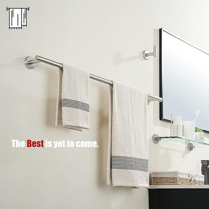 JQK Bath Towel Bar, 33 Inch 304 Stainless Steel Thicken 0.8mm Single Towel Rack for Bathroom, Towel Holder Brushed Finished Wall Mount, Useable Length 30 Inch, TB110L30-BN