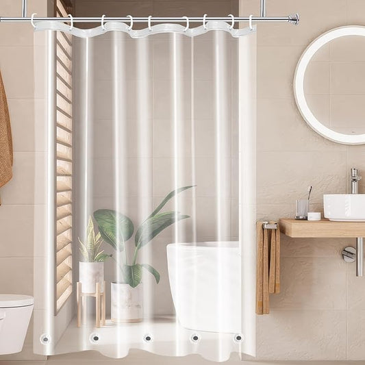 AooHome Eva Clear 54x72 Inches Shower Curtain Liner, See Through Clear 8G Bathroom Shower Curtain, Narrow Shower Liner, Heavy Duty, Water Repellent, Rust Proof Grommets