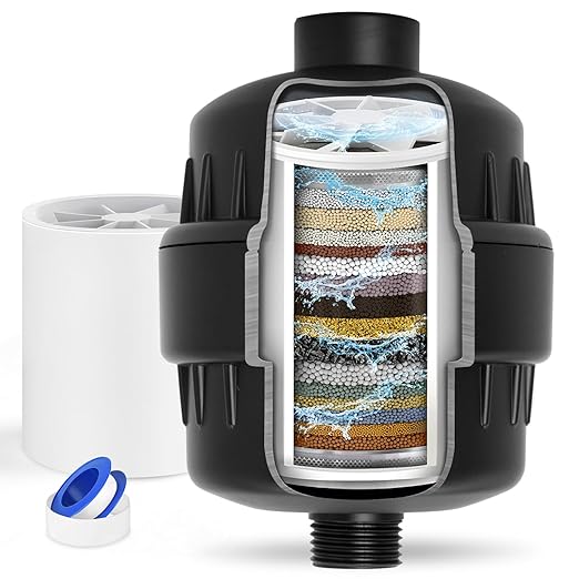 Shower Filter For Hard Water, 25 Stage Shower Head Filter For Removing Chlorine And Fluoride, Water Filter For Shower Head, Improve Your Skin Hair Nail Health, Matte Black