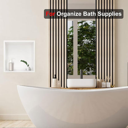 Shower Niche,12 * 12 Stainless Steel Elegant Bathroom Niche, No Tile Needed Recessed Shower Shelf Organizer for Storage,Warm White