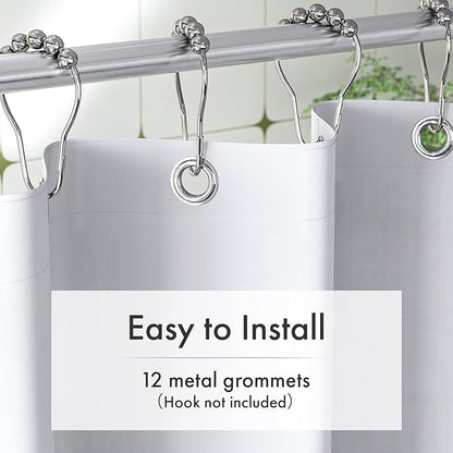 Amazer White Shower Curtain Liner with Magnets, 72x78 Plastic Shower Liner PEVA Waterproof Medium Weight Inside Shower Curtains Liner for Bathroom with Rustproof Grommet