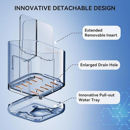 Toothbrush Holders for Bathrooms, 3 Slots Detachable Electric Toothbrush Holder Wall Mounted with Divider, Removable Tooth Brush and Toothpaste Holder Organizer for Bathroom/Kitchen/Office