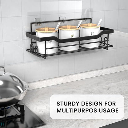 Shower Caddy Shelves Organizer Rack, Single Pack Shower Caddy,No Drilling Wall Mounted Self Adhesive Shower Shelves for Inside Shower, Matte Black