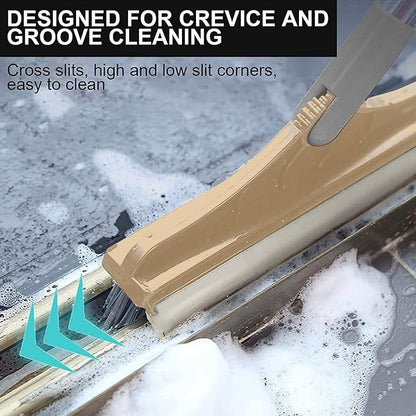 2 in 1 Cleaning Floor Scrub Brush Floor Brush Scrubber New Upgraded 53.5" Long Handle Grout Brush Scrape V-Shape Stiff Bristle Cleaning Brush with Squeegee 120°Rotating Tile Brush for Bathroom