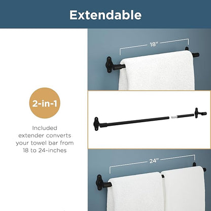Franklin Brass Calloway 4-Piece Bathroom Set Satin Nickel 18" + 6" Towel Rack, Toilet Paper Holder, Hand Towel Holder, Hook | 4-Piece Bath Hardware Accessories Set CLWY64-SN