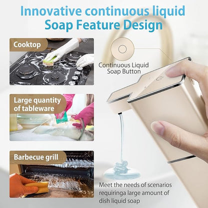 Automatic Liquid Soap Dispenser Touchless Soap Dispenser 380ml/12.8oz Rechargeable, Wall Mounted,4 Levels Adjustable Auto Soap Pump for Bathroom Kitchen Dish Soap
