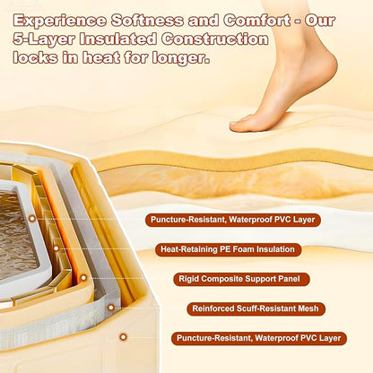Portable Bathtub for Adult 59" Large Collapsible Cold Plunge Bathtub Foldable No Installation Ice Bath Tub for Shower Stall, Bathroom Hot SPA Soaking Standing Tub