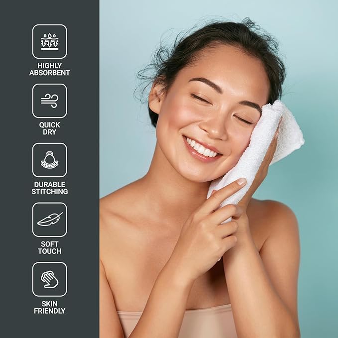 Infinitee Xclusives Luxury Wash Cloths for Showering [13x13] – 100% Cotton Washcloths [Pack of 4], Soft and Absorbent Face Towels for Bathroom Wash Clothes, Gym, and Spa (Burgundy)