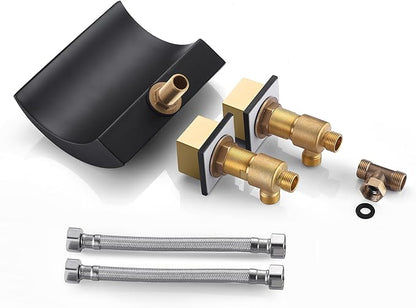 SUMERAIN Roman Bathtub Faucet 3 Hole Deck Mount High Flow Waterfall Tub Filler Black and Gold Finish