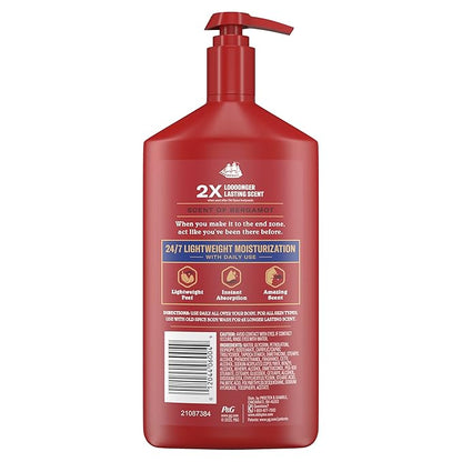 Old Spice Hand, Face & Body Lotion for Men, 24/7 Lightweight Moisturization with Amazing Scent, Instant Absorption, For All Skin Types, Captain with Bergamot Scent, 16 oz
