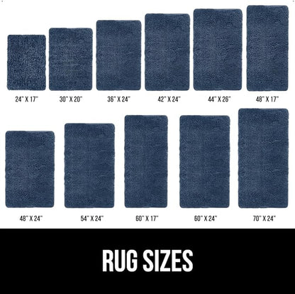 GORILLA GRIP Bath Rug Mat 44x26, Soft Absorbent Chenille, Quick Dry Microfiber Mats, Rubber Backing Washable Shower Floor Rugs, Bathmat Runner, US Designed Bathroom Home Decor Accessories Navy Blue