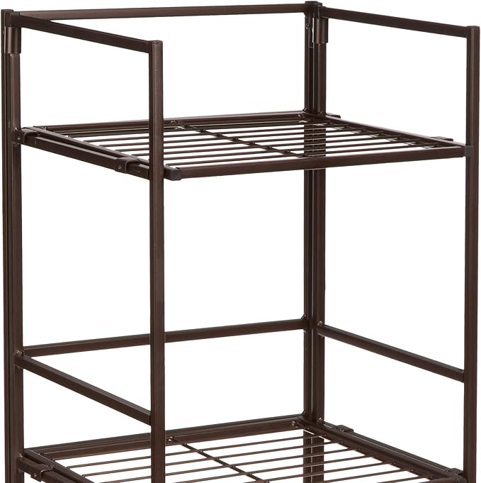 Amazon Basics 4-Tier Iron Towel Shelf for Bathroom, Black, 11.4"L x 11.8"W x 44.5"H
