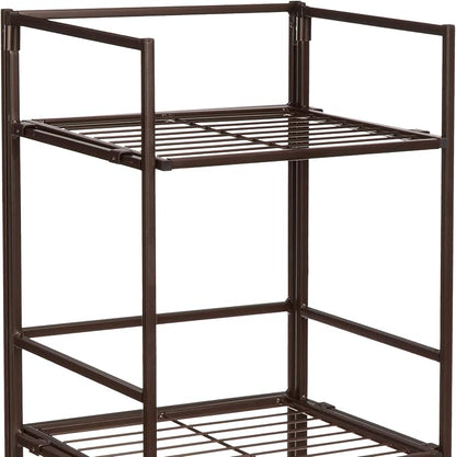 Amazon Basics 4-Tier Iron Towel Shelf for Bathroom, Black, 11.4"L x 11.8"W x 44.5"H
