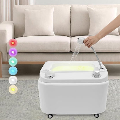 Pedicure Foot Spa, Acrylic Massage Foot Bath with Heat Hand Shower, 55W Pedicure Bowl Foot Soak Basin Tub for Soak Tub Sink Spa Shower Wash Salon (White 55W)
