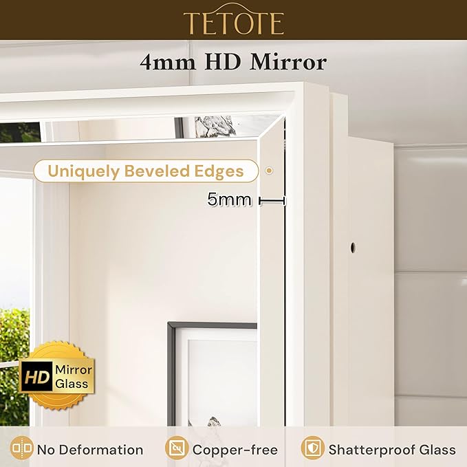 TETOTE 20" x 26" White Medicine Cabinet with Stepless Adjustable Shelves Beveled Mirror with Storage for Bathroom Vanity Recessed or Surface Wall Mount
