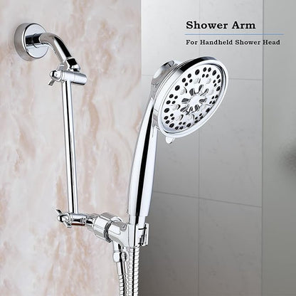 Chrome Shower Head Extension, 10 Inch Solid Brass Shower Extension Arm with Durable Anti-leak Lock Joints, Adjustable Shower Head Extension Arm