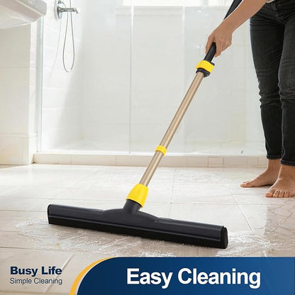 Yocada Floor Squeegee Scrubber Adjustable Telescopic Pole Heavy Duty Household Broom EVA Foam Blade for Garage Courtyard Shower Bathroom Floor Marble Glass Tile Water Foam Cleaning
