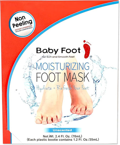 Baby Foot Unscented Non-Peel Moisturing Mask – Hydrate and Refesh in 15-Minute - No Pain Feet Treatment - For Men and Women - Smooth and rich moisturizer for Baby Soft Feet