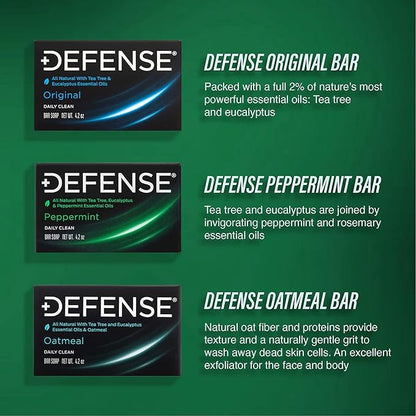 Defense Soap 2pk All Natural Peppermint Bar Soap for Men | Made by Wrestlers with Tea Tree Oil & Eucalyptus Oil to Promote Healthy Skin