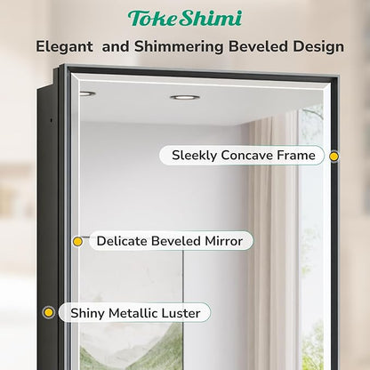 TokeShimi 40x30 Beveled Mirror with Storage Bathroom, Black Recessed Medicine Cabinet with Mirror Aluminum, Wall Mount Metal Recessed Medicine Cabinets for Bathroom