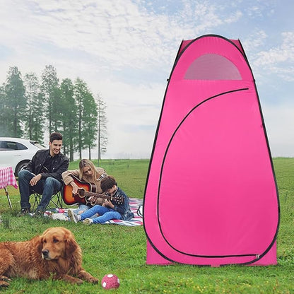 Pop Up Privacy Shower Tent,Portable Outdoor Bathroom Toilet Changing Dressing Room,Instant Rain Shelter for Camping & Beach,Lightweight & Sturdy, Easy Set Up, Foldable, with Carry Bag (Pink)