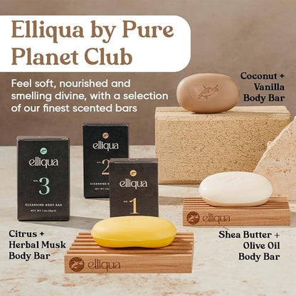 Elliqua Triple Milled Body Bar Soap – No.2 – Coconut & Vanilla – Made in USA – Vegan, Plastic-Free, Natural, Eco-Friendly, Long-Lasting, Cruelty-Free – No Parabens or Sulfates