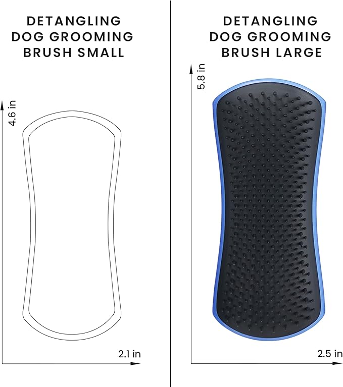 Pet Teezer Detangling Dog Grooming Brush, Dog Bath Brush for Long Haired Breeds and Wet or Dry Fur, Large, Blue & Grey