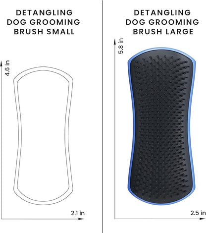 Pet Teezer Detangling Dog Grooming Brush, Dog Bath Brush for Long Haired Breeds and Wet or Dry Fur, Large, Blue & Grey