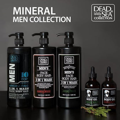 Dead Sea Collection Bath Salts for Men with Sandalwood Oil - Muscle Recovery Bath Soak – Mens Pure Dead Sea Salt for Soothing and Relaxing - 37 Oz