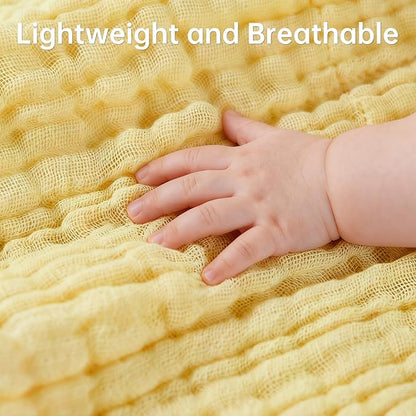 Organic Muslin Baby Washcloths 6 Pack Baby Bath Face Towel 12x12 Inch Extra Absorbent and Soft Burp Cloth and Wash Cloths for Newborn-Infants On Sensitive Skin (White Green Yellow)