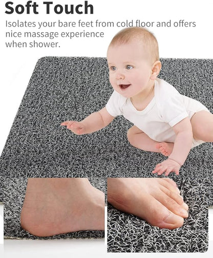 Non Slip Shower Mat, Comfortable Bath mat for Textured Surface,Quick Drying Easy Cleaning Shower Floor Mat for Wet Area,Without Suction Cups 24x24 Black