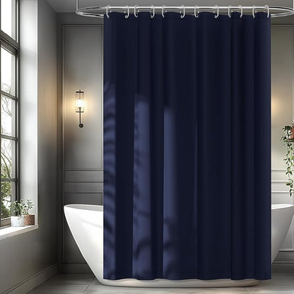 Navy Blue Fabric Shower Curtain Liner with 3 Large Magnets, 72 x 84 inch Extra Long Waterproof Cloth Shower Liner, Bathroom Dark Blue Tall Shower Curtain Machine Washable
