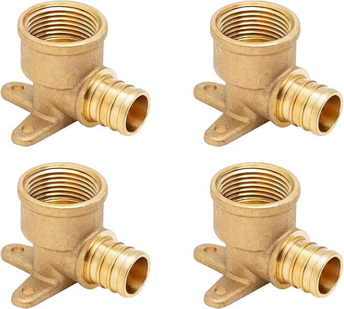 SUNGATOR 4-Pack 3/4" Pex Drop Ear Elbow, No Lead Brass, 3/4 Inch Pex Fittings